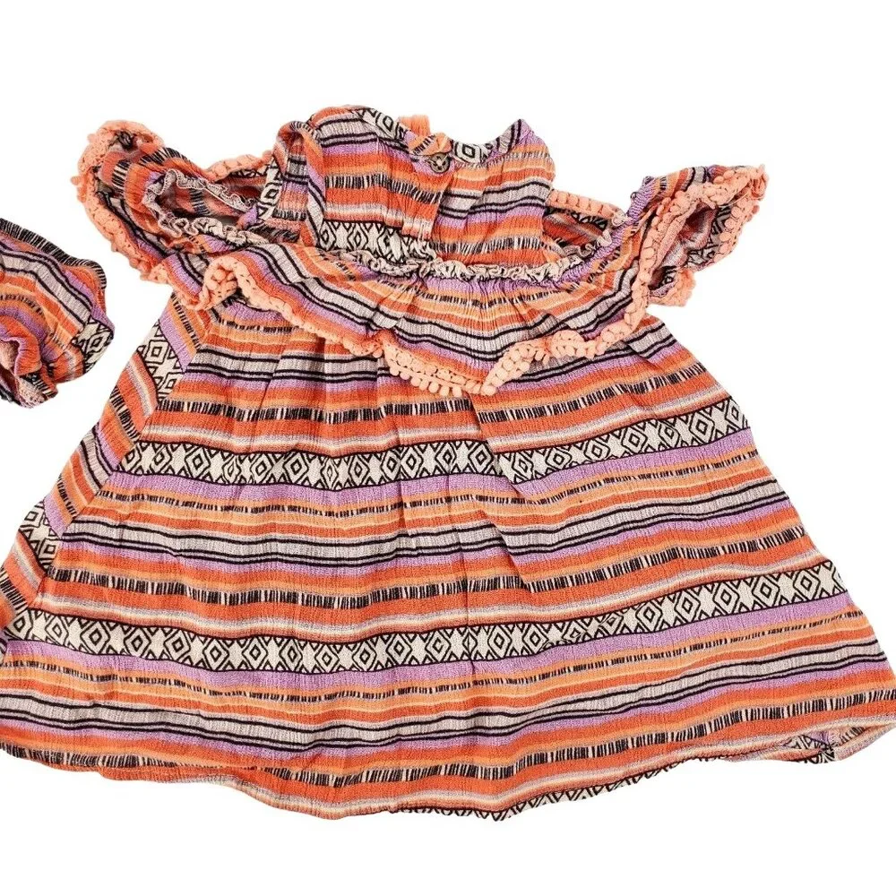 New 12M Jessica Simpson Baby Dress Outfit Ruffle Cold-Shoulder Diaper Cover